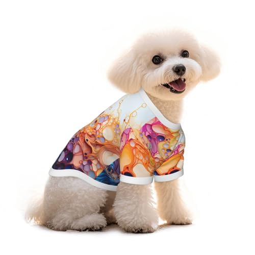 Haustier-T-Shirt für Hunde und Katzen, aus reiner Baumwolle, mit mehrfarbigem Marmorierdruck, für kleine und mittelgroße Sommer-Winterkleidung Haustier-T-Shirt für Hunde und Katzen, aus reiner Baumwolle, mit mehrfarbigem Marmorierdruck, für kleine und mittelgroße Sommer-Winterkleidung von Erwqavc
