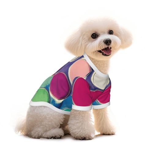 Haustier-T-Shirt für Hunde und Katzen, rund, Farbpalette, bedruckt, reine Baumwolle, bequem, für kleine und mittelgroße Sommer-Winterkleidung von Erwqavc