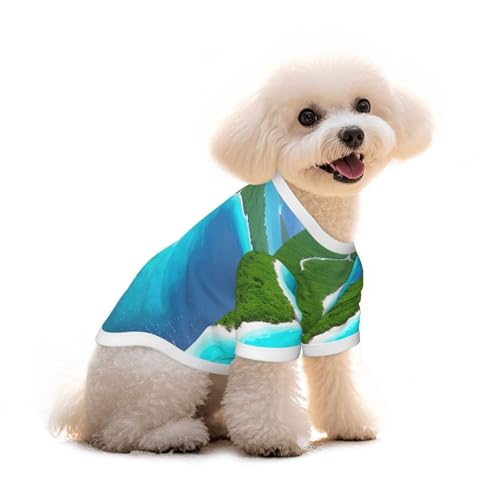 Haustier-T-Shirt mit Aufschrift "An Island in the Ocean", reine Baumwolle, für Hunde und Katzen, bequem, für kleine und mittelgroße Sommer-Winterkleidung von Erwqavc