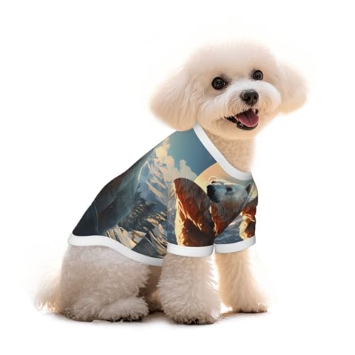 Haustier-T-Shirt mit Eisbär im Winter, bedruckt, reine Baumwolle, für Hunde und Katzen, bequem, für kleine und mittelgroße Sommer-Winterkleidung von Erwqavc