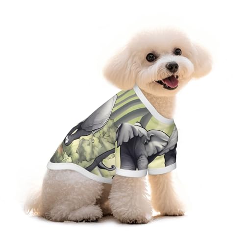 Haustier-T-Shirt mit Elefantenmotiv, reine Baumwolle, für Hunde und Katzen, bequem, für kleine und mittelgroße Sommer-Winterkleidung von Erwqavc