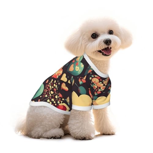 Haustier-T-Shirt mit Herz-Blumendruck, reine Baumwolle, für Hunde und Katzen, bequem, für kleine und mittelgroße Sommer-Winterkleidung von Erwqavc