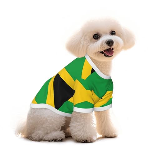 Haustier-T-Shirt mit Jamaika-Flaggen-Druck, reine Baumwolle, für Hunde und Katzen, bequeme Weste, für kleine und mittelgroße Sommer-Winterkleidung von Erwqavc
