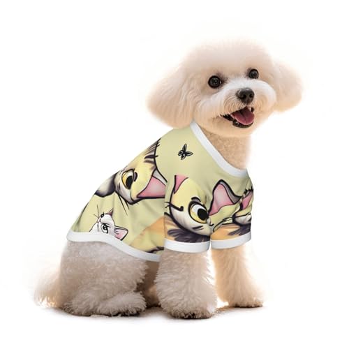 Haustier-T-Shirt mit Katzen- und Schmetterlings-Aufdruck, reine Baumwolle, für Hunde und Katzen, bequem, für kleine und mittelgroße Sommer-Winterkleidung Haustier-T-Shirt mit Katzen- und Schmetterlings-Aufdruck, reine Baumwolle, für Hunde und Katzen, bequem, für kleine und mittelgroße Sommer-Winterkleidung von Erwqavc