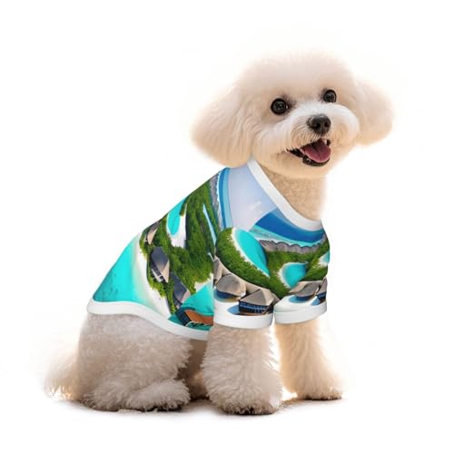 Haustier-T-Shirt mit Malediven-Motiv, reine Baumwolle, für Hunde und Katzen, bequem, für kleine und mittelgroße Sommer-Winterkleidung von Erwqavc