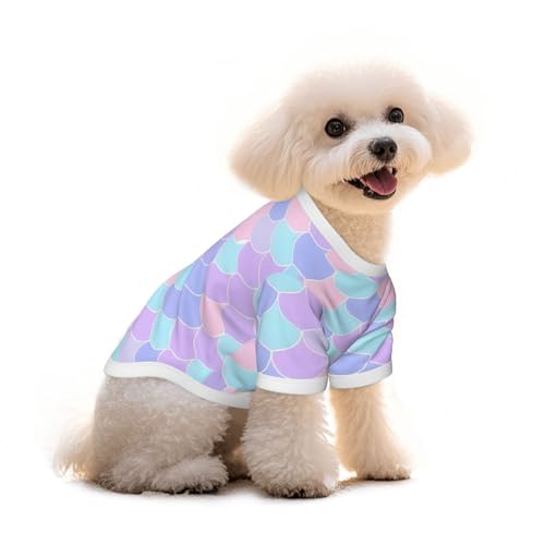 Haustier-T-Shirt mit Meerjungfrauen-Tattoo-Druck, reine Baumwolle, für Hunde und Katzen, bequem, für kleine und mittelgroße Sommer-Winterkleidung von Erwqavc