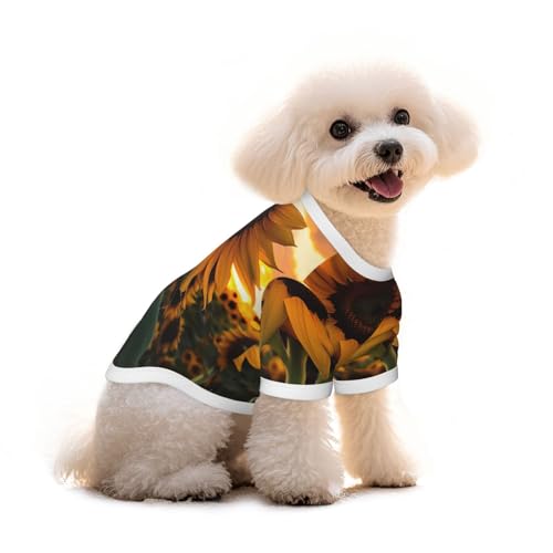Haustier-T-Shirt mit Sonnenblumen-Motiv, reine Baumwolle, für Hunde und Katzen, bequem, für kleine und mittelgroße Sommer-Winterkleidung Haustier-T-Shirt mit Sonnenblumen-Motiv, reine Baumwolle, für Hunde und Katzen, bequem, für kleine und mittelgroße Sommer-Winterkleidung von Erwqavc