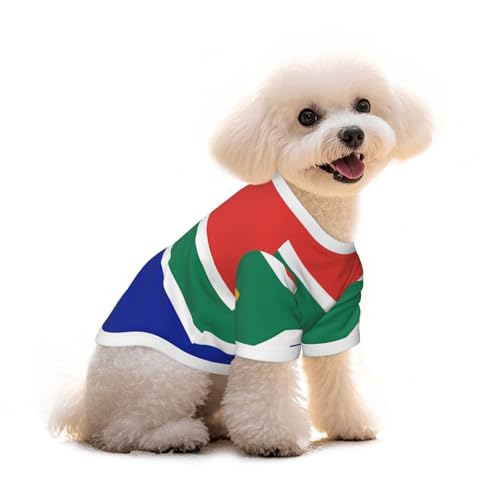 Haustier-T-Shirt mit Südafrika-Flagge, reine Baumwolle, für Hunde und Katzen, bequeme Weste für kleine und mittelgroße Sommer-Winterkleidung von Erwqavc