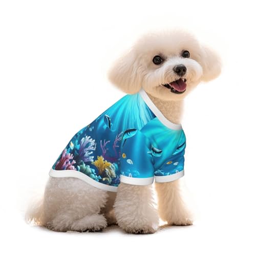 Haustier-T-Shirt mit U-Boot-Korallenstrahlen-Aufdruck, reine Baumwolle, für Hunde und Katzen, bequem, für kleine und mittelgroße Sommer-Winterkleidung Haustier-T-Shirt mit U-Boot-Korallenstrahlen-Aufdruck, reine Baumwolle, für Hunde und Katzen, bequem, für kleine und mittelgroße Sommer-Winterkleidung von Erwqavc