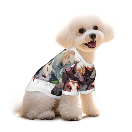 Haustier-T-Shirt mit Wölf- und Rentier-Aufdruck, reine Baumwolle, für Hunde und Katzen, bequem, für kleine und mittelgroße Sommer-Winterkleidung von Erwqavc