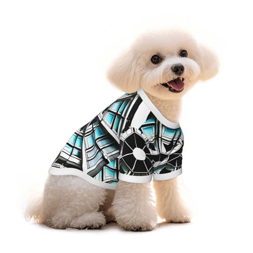 Haustier-T-Shirt mit achteckigem Bauaufdruck, reine Baumwolle, für Hunde und Katzen, bequeme Weste für kleine und mittelgroße Sommer-Winterkleidung von Erwqavc