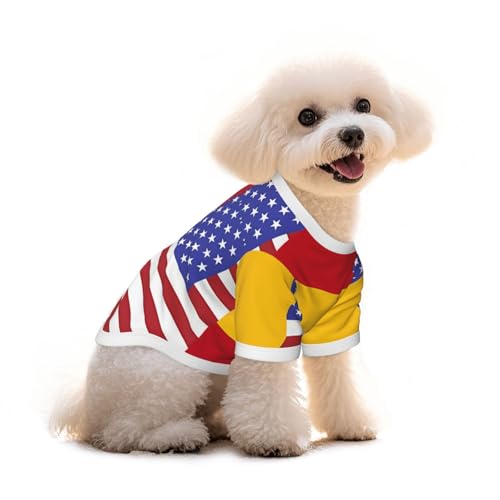 Haustier-T-Shirt mit amerikanischer Spanien-Flagge, reine Baumwolle, für Hunde und Katzen, bequeme Weste für kleine und mittelgroße Sommer-Winterkleidung von Erwqavc