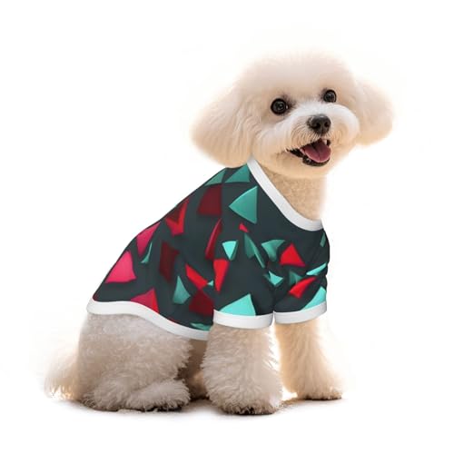 Haustier-T-Shirt mit dreieckigem Muster, reine Baumwolle, für Hunde und Katzen, bequem, für kleine und mittelgroße Sommer-Winterkleidung von Erwqavc