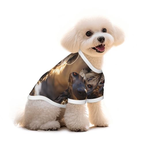 Haustier-T-Shirt mit einsamem Hyänen-Aufdruck, reine Baumwolle, für Hunde und Katzen, bequeme Weste für kleine und mittelgroße Sommer-Winterkleidung von Erwqavc