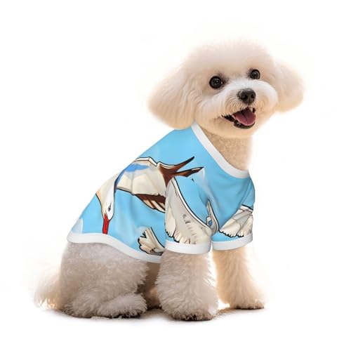 Haustier-T-Shirt mit fliegenden Möwen, reine Baumwolle, für Hunde und Katzen, bequem, für kleine und mittelgroße Sommer-Winterkleidung von Erwqavc