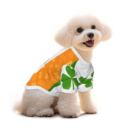 Haustier-T-Shirt mit irischer Flagge, reine Baumwolle, für Hunde und Katzen, bequem, für kleine und mittelgroße Sommer-Winterkleidung von Erwqavc
