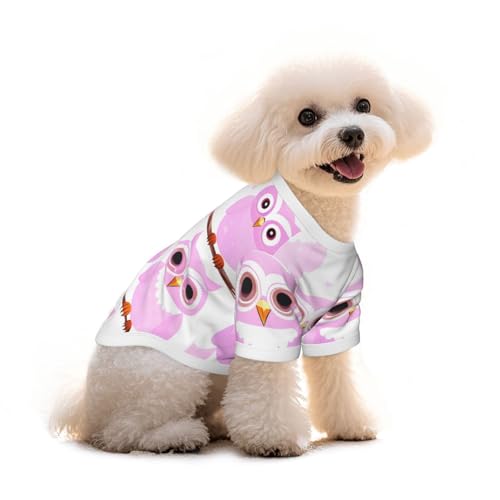 Haustier-T-Shirt mit niedlichem Eulen-Druck, reine Baumwolle, für Hunde und Katzen, bequeme Weste für kleine und mittelgroße Sommer-Winterkleidung von Erwqavc