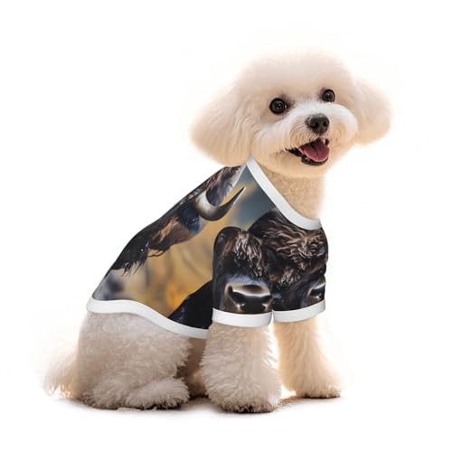 Haustier-T-Shirt mit nordamerikanischem Bison-Druck, reine Baumwolle, für Hunde und Katzen, bequeme Weste für kleine und mittelgroße Sommer-Winterkleidung von Erwqavc
