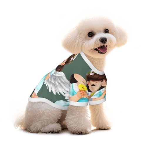 Haustier-T-Shirt mit süßem kleinen Engel-Aufdruck, reine Baumwolle, für Hunde und Katzen, bequem, für kleine und mittelgroße Sommer-Winterkleidung Haustier-T-Shirt mit süßem kleinen Engel-Aufdruck, reine Baumwolle, für Hunde und Katzen, bequem, für kleine und mittelgroße Sommer-Winterkleidung von Erwqavc