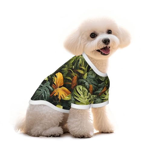 Haustier-T-Shirt mit tropischem Regenwald-Palmenblätter-Druck, reine Baumwolle, für Hunde und Katzen, bequem, für kleine und mittelgroße Sommer-Winterkleidung Haustier-T-Shirt mit tropischem Regenwald-Palmenblätter-Druck, reine Baumwolle, für Hunde und Katzen, bequem, für kleine und mittelgroße Sommer-Winterkleidung von Erwqavc