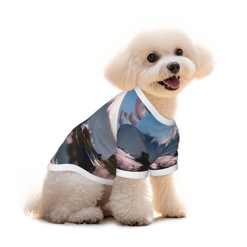 Mt. Fuji im Frühjahrsaufdruck, reine Baumwolle, Haustier-T-Shirt, Hunde und Katzen, bequeme Weste, für kleine und mittelgroße Sommer-Winterkleidung von Erwqavc