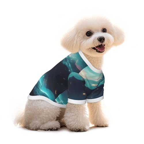 Science Fiction T-Shirt mit Sternen-Aufdruck, reine Baumwolle, für Hunde und Katzen, bequeme Weste für kleine und mittelgroße Sommer-Winterkleidung von Erwqavc