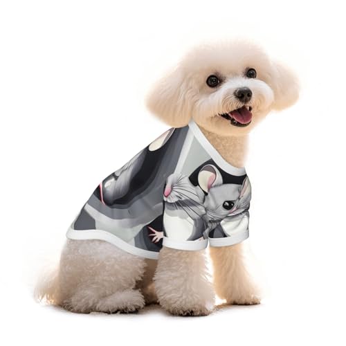 T-Shirt für Hunde und Katzen, Motiv Maus im Loch, aus reiner Baumwolle, bequem, für kleine und mittelgroße Sommer-Winterkleidung von Erwqavc