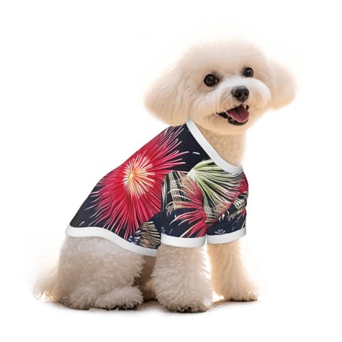 T-Shirt für Hunde und Katzen, Motiv: Feuerwerk-Druck, reine Baumwolle, bequem, für kleine und mittelgroße Sommer-Winterkleidung T-Shirt für Hunde und Katzen, Motiv: Feuerwerk-Druck, reine Baumwolle, bequem, für kleine und mittelgroße Sommer-Winterkleidung von Erwqavc