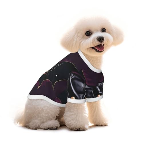 T-Shirt für Hunde und Katzen, Motiv: Fledermaus-Druck, reine Baumwolle, bequem, für kleine und mittelgroße Sommer-Winterkleidung, Schwarz von Erwqavc