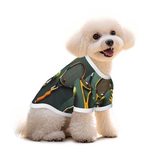T-Shirt für Hunde und Katzen, Motiv: Tennisbälle und Schläger aus reiner Baumwolle, bequem, für kleine und mittelgroße Sommer-Winterkleidung T-Shirt für Hunde und Katzen, Motiv: Tennisbälle und Schläger aus reiner Baumwolle, bequem, für kleine und mittelgroße Sommer-Winterkleidung von Erwqavc