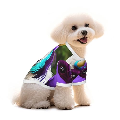 T-Shirt für Hunde und Katzen, Motiv: buntes Kuhkopf-Motiv, reine Baumwolle, bequem, für kleine und mittelgroße Sommer-Winterkleidung von Erwqavc