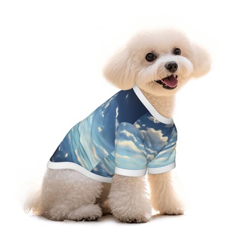 T-Shirt für Hunde und Katzen, Motiv: weiße Wolken über dem Meer, reine Baumwolle, bequem, für kleine und mittelgroße Sommer-Winterkleidung T-Shirt für Hunde und Katzen, Motiv: weiße Wolken über dem Meer, reine Baumwolle, bequem, für kleine und mittelgroße Sommer-Winterkleidung von Erwqavc