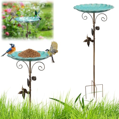 Erzekrim Vogeltränke Stehend aus Metall, Gartendeko Groß, 77 cm, Wasserschale für Wildvögel, Winterfest (A) von Erzekrim