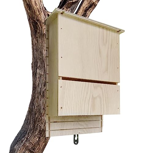 EsEico Outdoor-Unterschlupf für Fledermäuse,Fledermausunterstand aus Holz | Wiederverwendbare Fledermausbox, Holzdekoration für den Winterschlaf, Fledermausnest aus Holz für den Garten, draußen, von EsEico