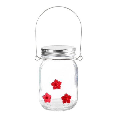 Vogelfutterstation für Vögel, Mason Jar, Kolibri-Futterstation für Vögel, Kolibri-Futterstation mit Blumenfutteranschlüssen, breite Öffnung oben Vogelfutterstation für Vögel, Mason Jar, Kolibri-Futterstation für Vögel, Kolibri-Futterstation mit Blumenfutteranschlüssen, breite Öffnung oben von EsEico