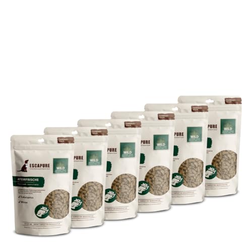 ESCAPURE Atemfrische - Natürlicher Wildfleisch Snack mit Minze & Eukalyptus für Hunde – Premium Protein Leckerli für frischen Atem - Zahnpflege Unterstützung im Alltag (6x150g) von Escapure