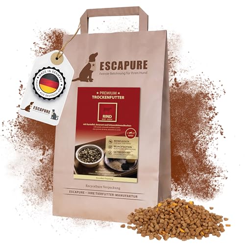 Escapure Hunde Trockenfutter im Beutel | Rind Trockenfutter in Premium Qualität | verfeinert mit Rapsöl und Amarant | 1,5kg von Escapure