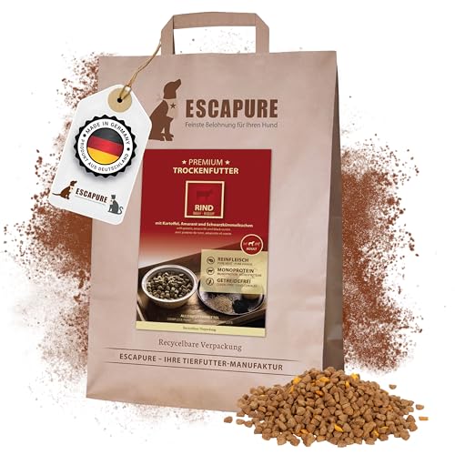 Escapure Hunde Trockenfutter Welpe im Beutel | Rind Trockenfutter in Premium Qualität | verfeinert mit Rapsöl, Amarant und Bierhefe | 1,5kg von Escapure