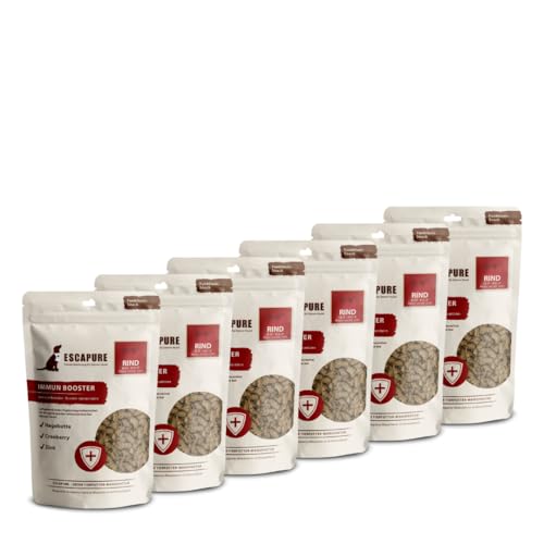 ESCAPURE Immun Boster - Natürlicher Rindfleisch Snack mit Hagebutte & Cranberry für Hunde – Premium Protein Leckerli zur Unterstützung des Immunsystems - reich an Vitamin C (6x150g) von Escapure