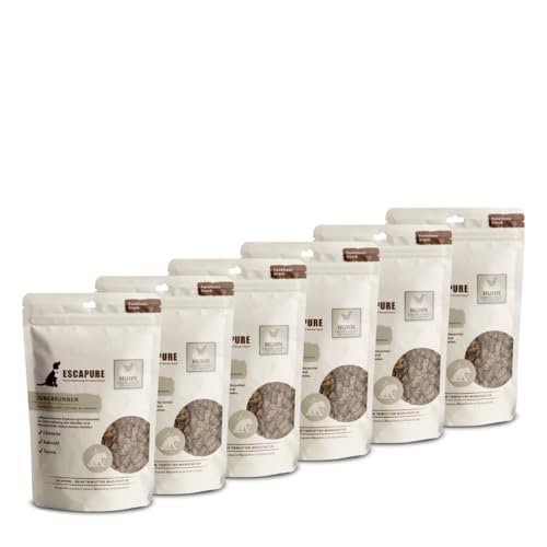 ESCAPURE Jungbrunnen - Natürlicher Hähnchenfleisch Snack mit Chicoree & Kokosöl für Hunde – Premium Protein Leckerli für mehr Energie im Alter - Unterstützt die Verdauung und Gerhinfunktion (6x150g) von Escapure