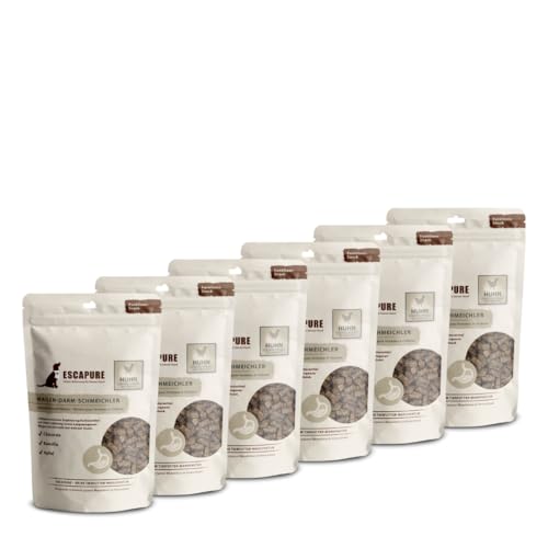 ESCAPURE Magen Darm Schmeichler - Natürlicher Hähnchenfleisch Snack mit Kamille & Apfel für Hunde – Premium Protein Leckerli für eine gesunde Darmflora - Beruhigt den Magen Darm Trakt (6x150g) von Escapure