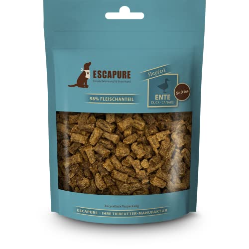 ESCAPURE Softies - Hunde Leckerli aus Entenfleisch in Premium Qualität - 98% Muskelfleisch - Softer Protein Trainingssnacks ohne künstliche Zusatzstoffe & Getreide (150g) von Escapure