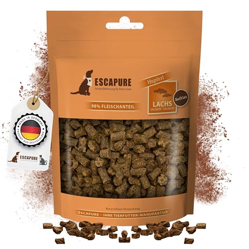ESCAPURE Softies - Hunde Leckerli aus Lachsfilet in Premium QualitŠt - 98% Muskelfleisch - Softer Protein Trainingssnacks ohne kŸnstliche Zusatzstoffe & Getreide (150g) von Escapure
