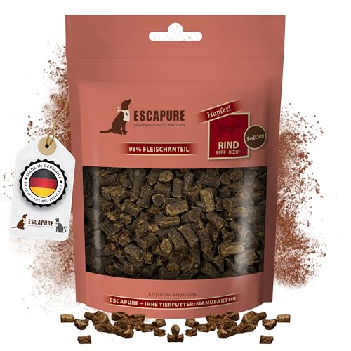 ESCAPURE Softies - Hunde Leckerli aus Rindfleisch in Premium QualitŠt - 98% Muskelfleisch - Softer Protein Trainingssnacks ohne kŸnstliche Zusatzstoffe & Getreide (150g) von Escapure