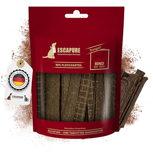 ESCAPURE Stangerl - Hunde Leckerli aus Rindfleisch in Premium Qualität - 98% Muskelfleisch - Protein Trainingssnacks ohne künstliche Zusatzstoffe & Getreide (150g) von Escapure
