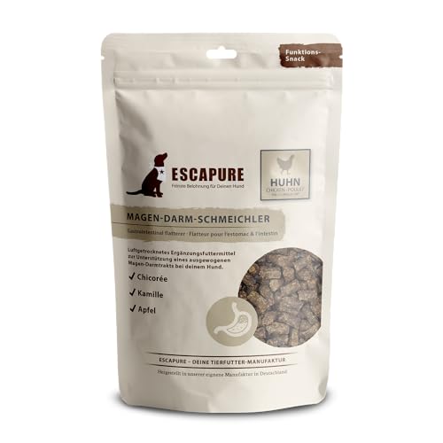 ESCAPURE Magen Darm Schmeichler - Natürlicher Hähnchenfleisch Snack mit Kamille & Apfel für Hunde – Premium Protein Leckerli für eine gesunde Darmflora - Beruhigt den Magen Darm Trakt (150g) ESCAPURE Magen Darm Schmeichler - Natürlicher Hähnchenfleisch Snack mit Kamille & Apfel für Hunde – Premium Protein Leckerli für eine gesunde Darmflora - Beruhigt den Magen Darm Trakt (150g) von Escapure
