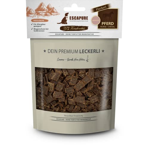 Escapure Hunde Leckerli Beutel | Pferd Fleckerl 150g | Pferd Fleckerl in Premium Qualität | 98% Muskelfleisch | ohne künstliche Zusatzstoffe und frei von Getreide von Escapure