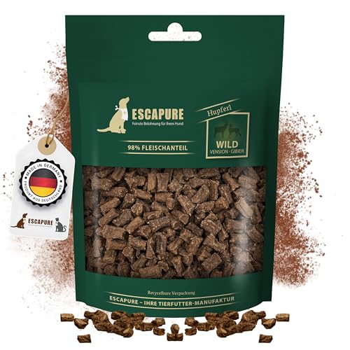 Escapure Hunde Leckerli Beutel | Wild Hupferl 150g | Wild Hupferl in Premium Qualität | 98% Muskelfleisch | ohne künstliche Zusatzstoffe und frei von Getreide von Escapure