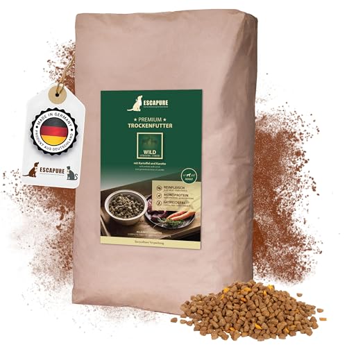 Escapure Hunde Trockenfutter im Beutel | Wild Trockenfutter in Premium Qualität | verfeinert mit Rapsöl und Amarant | 12kg von Escapure