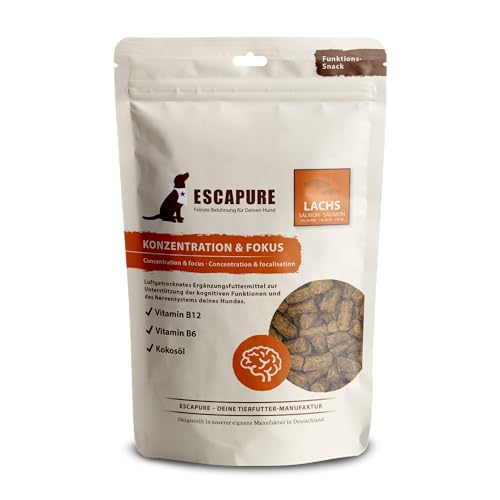 ESCAPURE Konzentration & Fokus - Natürlicher Lachsfilet Snack mit Kokosöl & Vitamin B für Hunde – Premium Protein Leckerli zur Stärkung des Nervensystems - ideal für mehr Aufmerksamkeit (150g) ESCAPURE Konzentration & Fokus - Natürlicher Lachsfilet Snack mit Kokosöl & Vitamin B für Hunde – Premium Protein Leckerli zur Stärkung des Nervensystems - ideal für mehr Aufmerksamkeit (150g) von Escapure